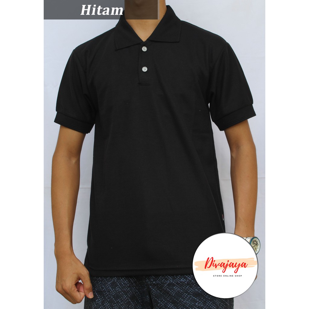 Kaos LJ92 Shirt Kaos Polos Berkerah/ Fashion Kaos Kerah Pria & Wanita/Hitam