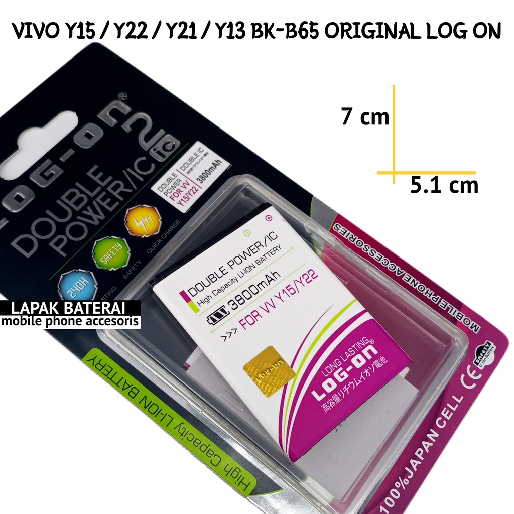 LOG - ON Baterai VIVO Y22 BK-B65 Double IC Protection BatteRY BATRE