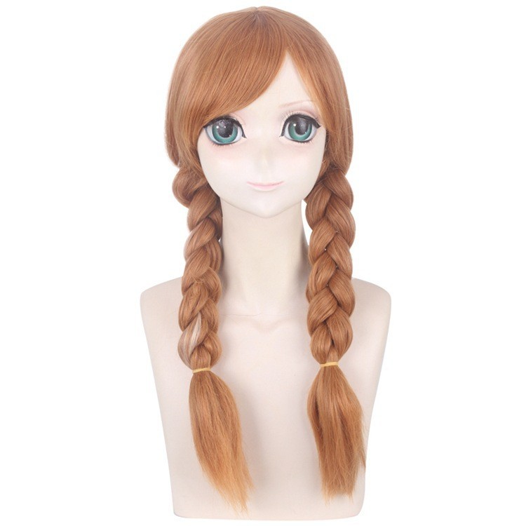 LOL-89 wig daily rambut palsu cosplay panjang brown frozen anna