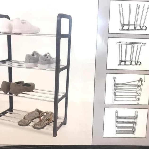 Ready Stock Baru Rak Sepatu Aluminium 4 Susun 4 Tier Shoes Rack Motif Terkini Shopee Indonesia