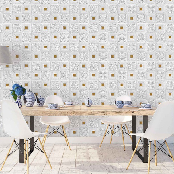 [IMPOR] DOMMO - D6020 Wallpaper Dinding Foam 3D Motif Batu Bata / Waterproof (77x70CM)