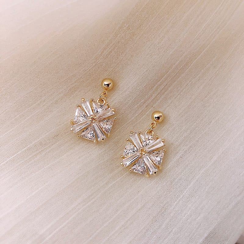 YSM ANTING TUSUK ALA KOREA 1202 ANTING WANITA KOREAN FASHION PANJANG PITA PERSEGI BUNGA EARRING MURAH IMPORT-BUNGA