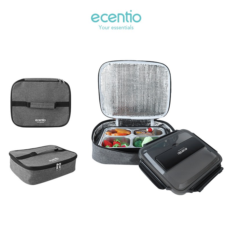 

Ecentio Abu-abu stainless Kotak Makan Tas Bekal Kotak Makan Oxford cloth Lunch Bag/tas makanan