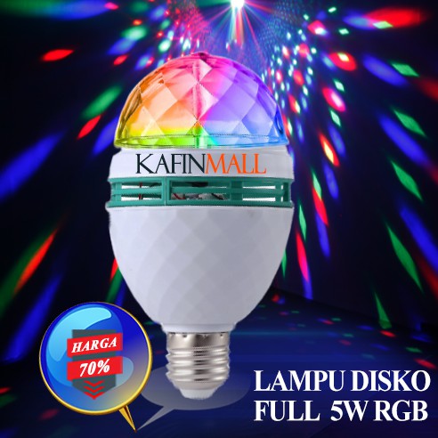 RGB 5W 5LED LAMPU DISCO LED FITTING E27 TUMBLR MINI OTOMATIS DISCO WARNA WARNI / LAMPU SUNSET / LAMPU BOHLAM WARANA HIAS