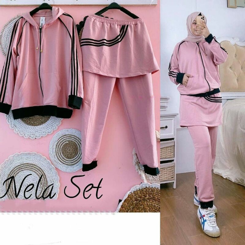 [ BISA COD ]Baju Setelan OlahRaga Muslim Terbaru Bahan Baby Tery Tebal Baju Senam Wanita Dewasa Sete