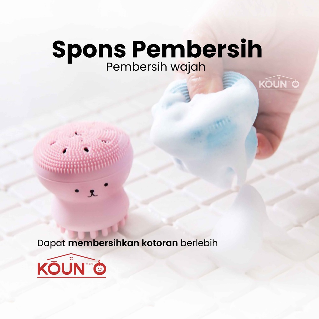 Alat Pembersih Wajah Muka Sikat Pembersih Wajah Muka Gurita Spons Silikon Pembersih Sponge Cuci Muka