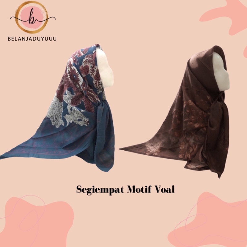 Hijab Voal Motof Segiempat / Voal  printing / voal motif / segiempat motif / hijab voal motif / hijab motif / hijab segiempat motif