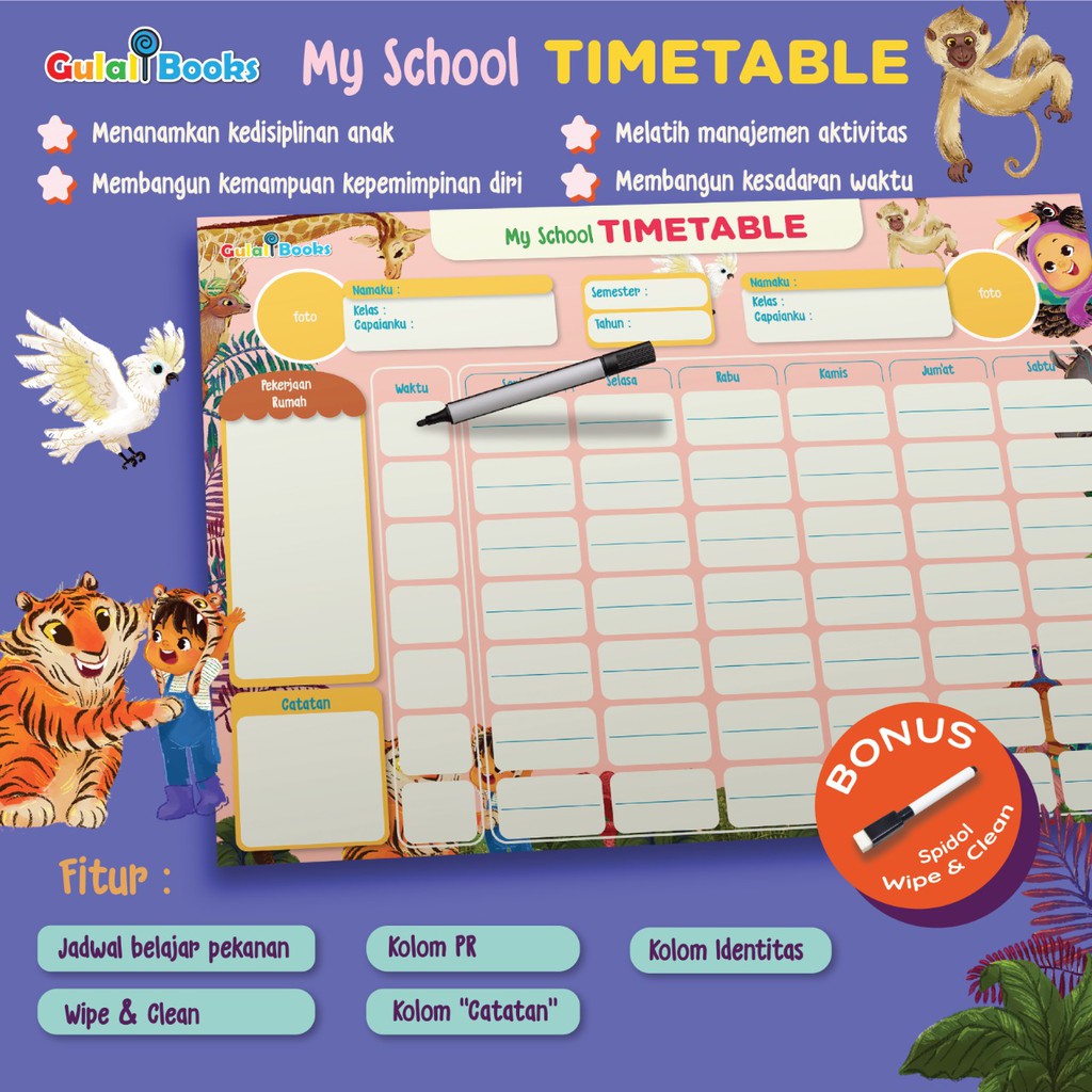 Poster EDUKASI  Anak Untuk Aktifitas Sehari hari Lengkap GULALI BOOKS MY NEW GOOD HABITS Ibadah Tracker