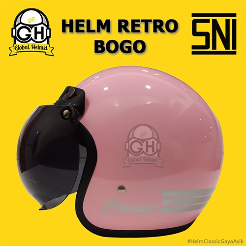 Helm Bogo Classic Helm Wanita Dewasa Warna Terkini Retro SNI Helm Arc Helm Jadul