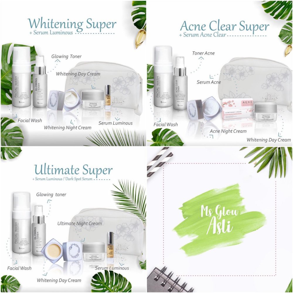 Paket Perawatan Wajah MS Glow Super - Whitening Acne Ultimate by Cantikskincare - Skin Care Origin