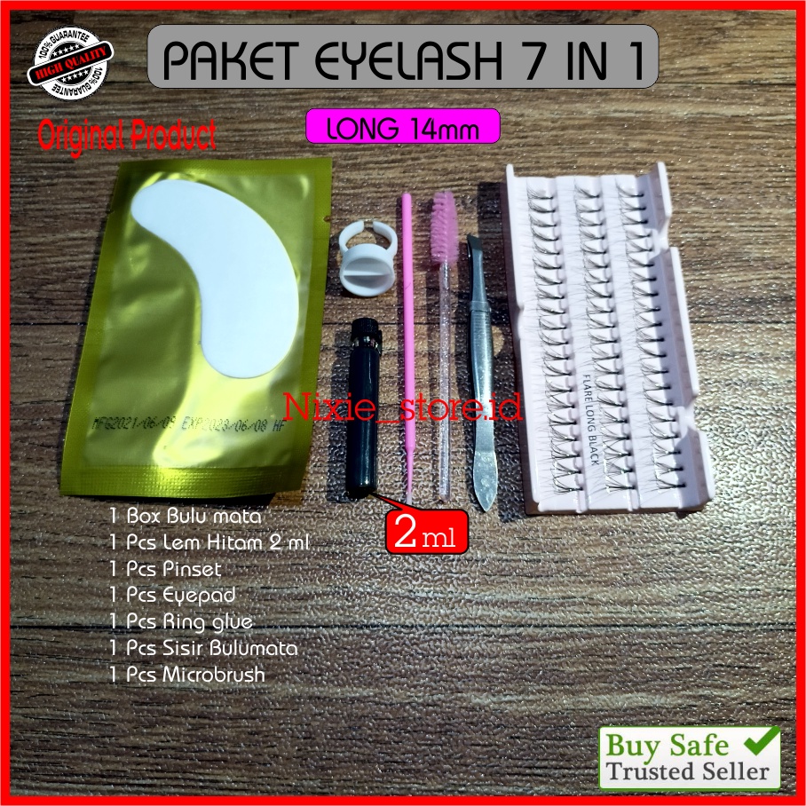 Paket Bulu Mata Tanam 7 in 1 Eyelash Extension Extensi Bulumata Natural Lentik Lembut Halus