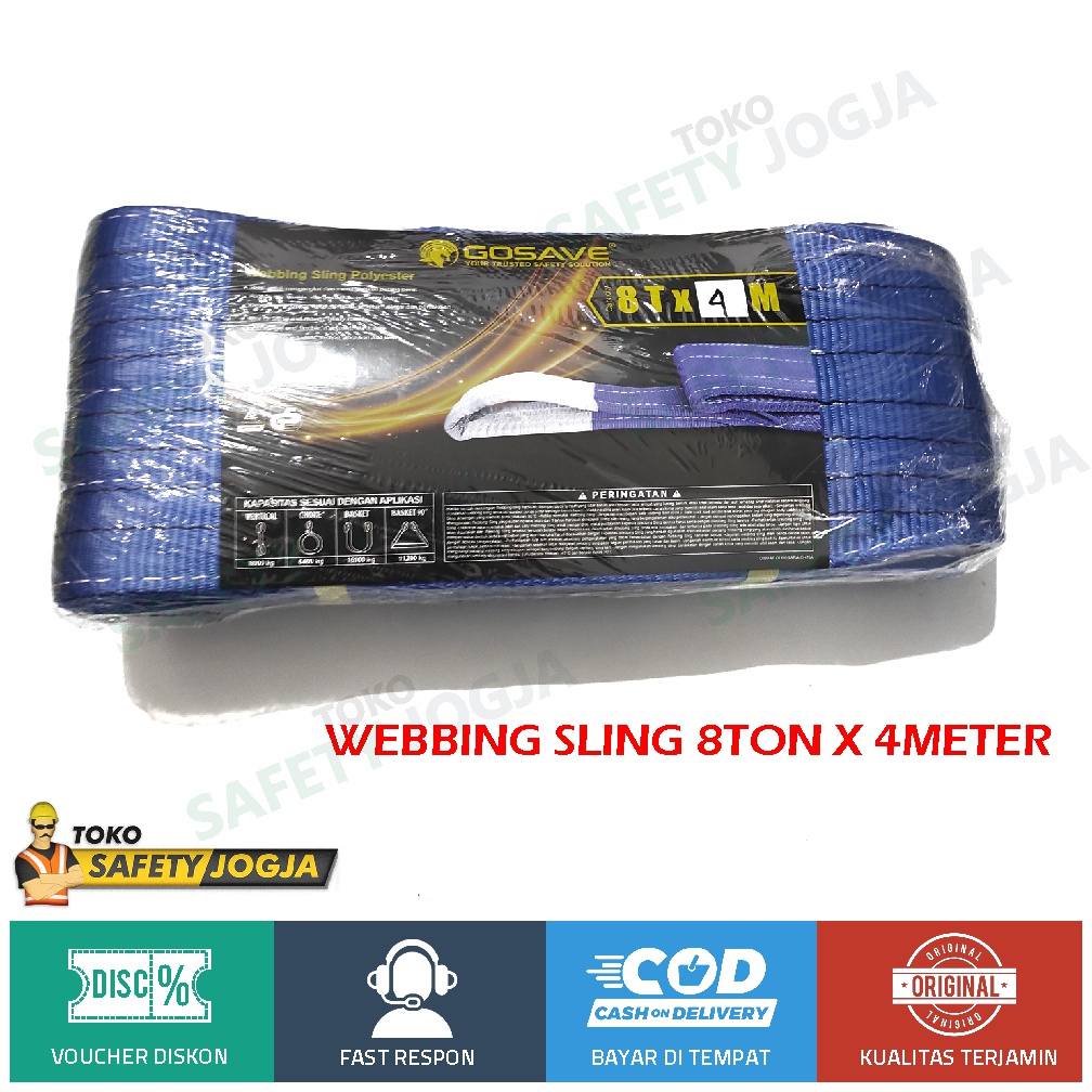 WEBBING BELT SLING 8TON X 4M POLYESTER GOSAVE TALI SAFETY