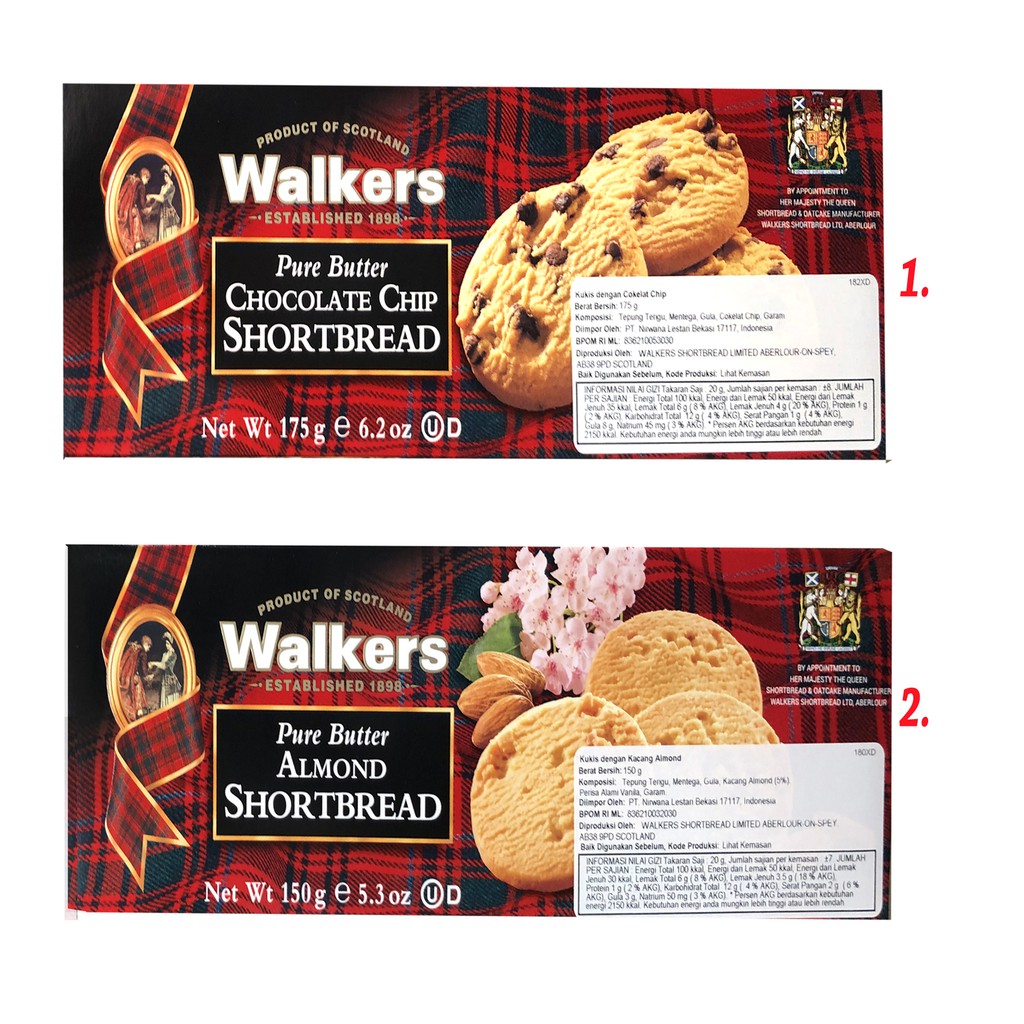 Walkers Pure Butter Chocolate Chip Almond 175gr Cokies Snack Walker