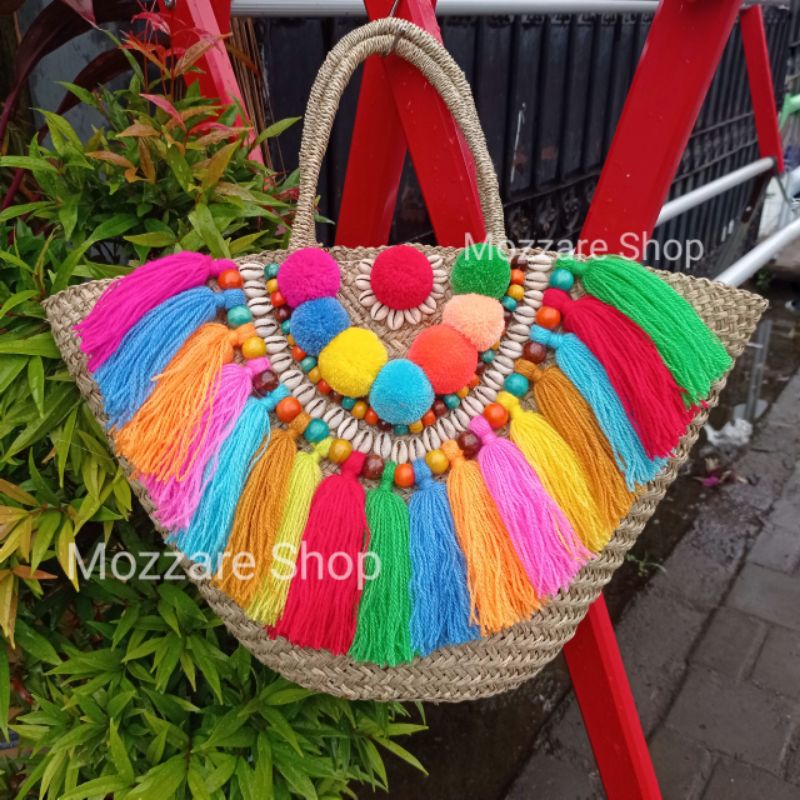 tas mendong anyaman rotan pantai bali