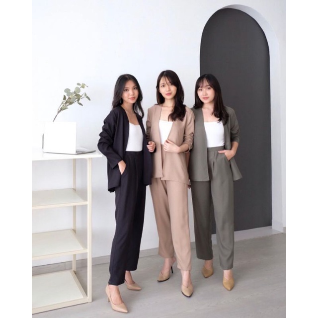 One Set Setelan Wanita Celana Blazer Kantor Formal