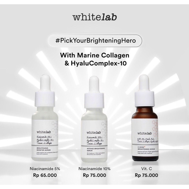 whitelab C-dose brightening serum, Whitelab brightening intens niacinamide 5% serum, whitelab booste