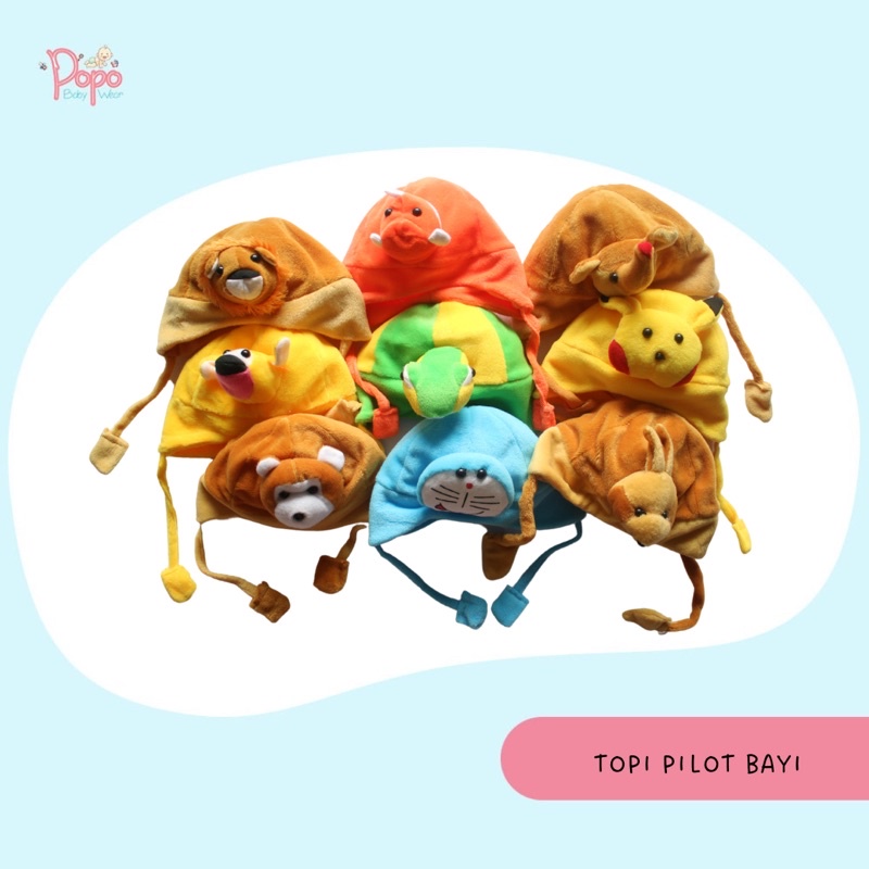 Topi Bayi Model Pilot Karakter Hewan (Topi bulu model pilot/baby hat)