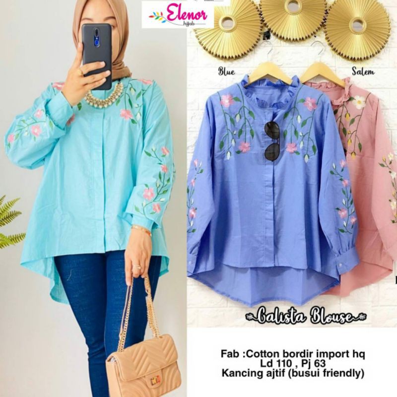 CALISTA BLOUSE | Jumbo Blouse | Katun - Aplikasi Bordir
