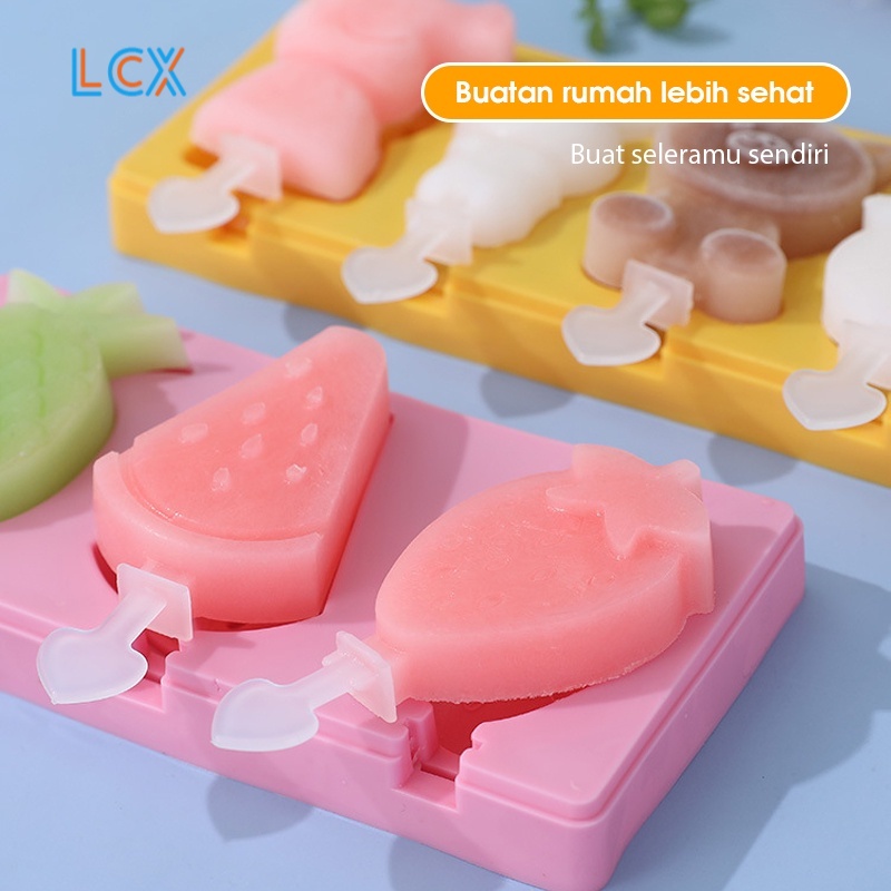 LCX Cetakan Ice Cream Silikon / Ice Cream Mold Es Loli DIY Lucu Unik Bunga Tray Cetakan Es Batu Ice VS-99