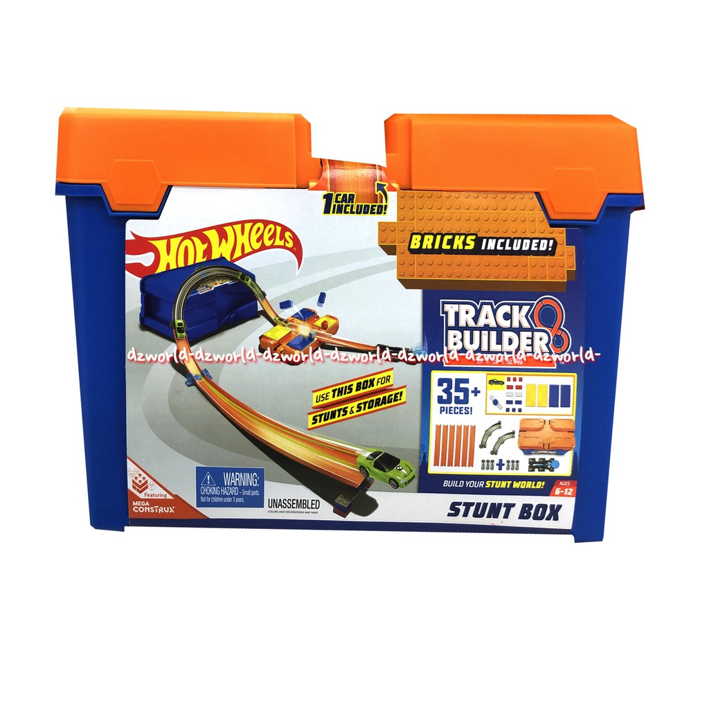 Hot Wheels Track Builder Stunt Box 35pcs Brick Included Mainan Anak