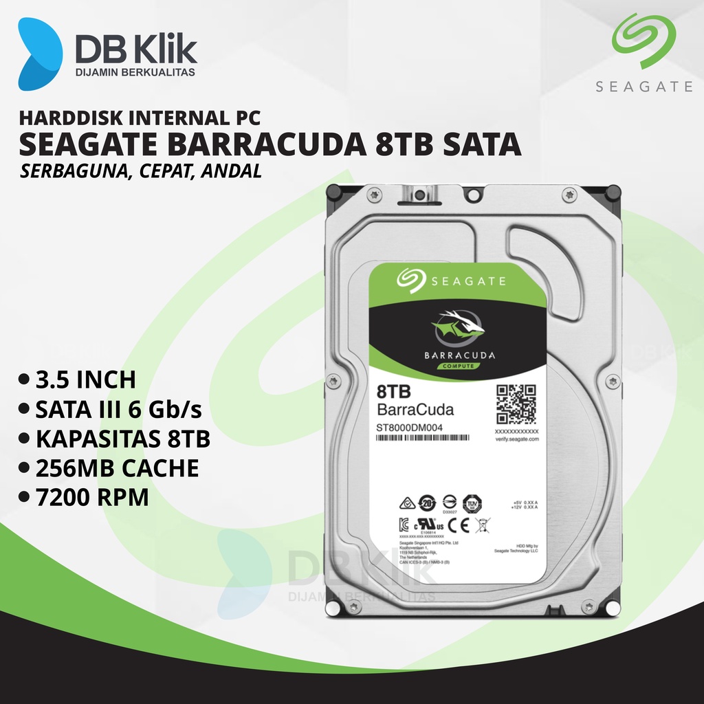 HDD Internal PC Seagate 8TB Baracuda SATA