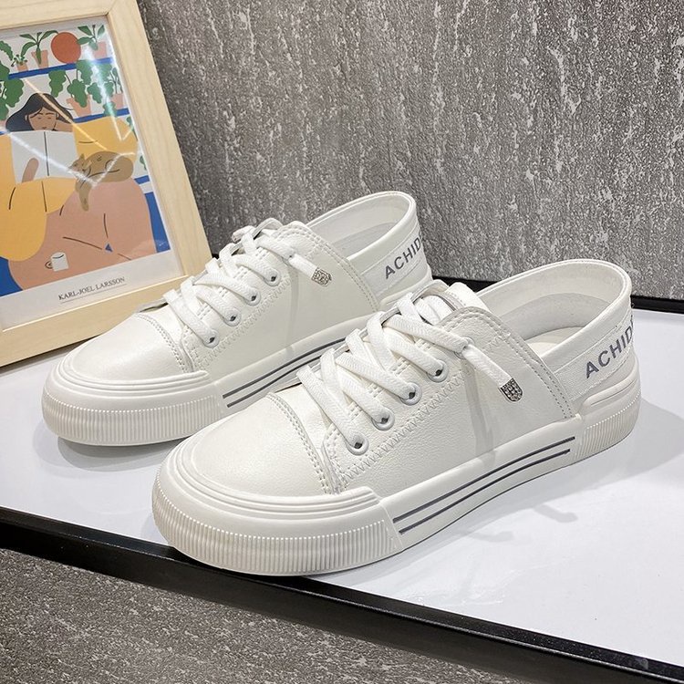 PROMO Sepatu Sneakers Wanita Cewek Import Korean Style Kekinian ORI Tali Putih FREE Kaos Kaki dan Du
