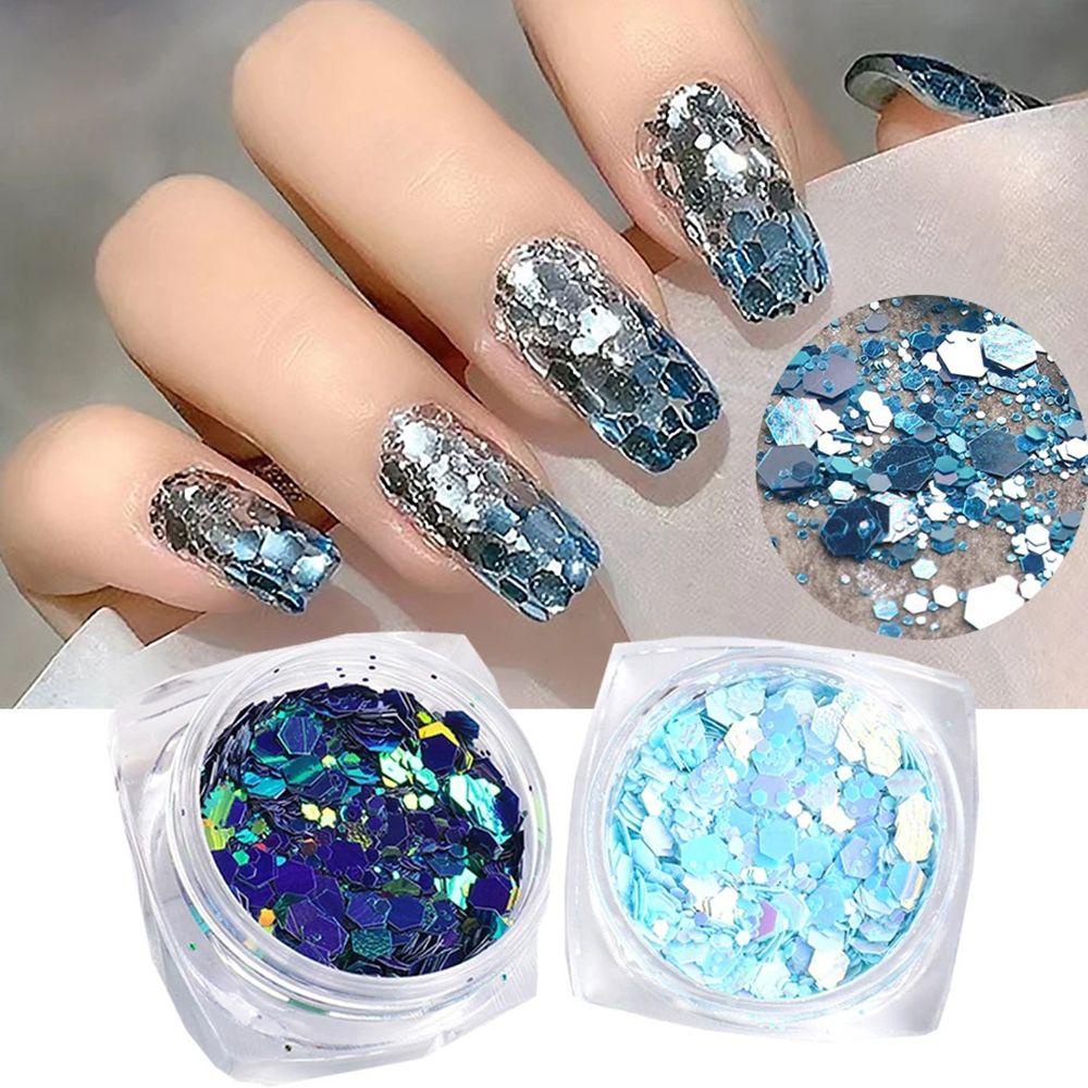 1 Kotak Sequin Glitter Bentuk Heksagonal Untuk Dekorasi Nail Art