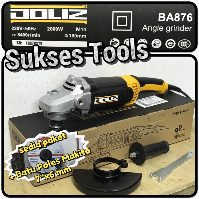 Mesin Gerinda Tangan Doliz BA 876 BA876 Heavy Duty Angle Grinder 7” - BA 876saja