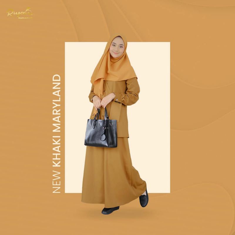 new khaki Gamis PDH/Gamis Pemda bahan maryland by Riyani
