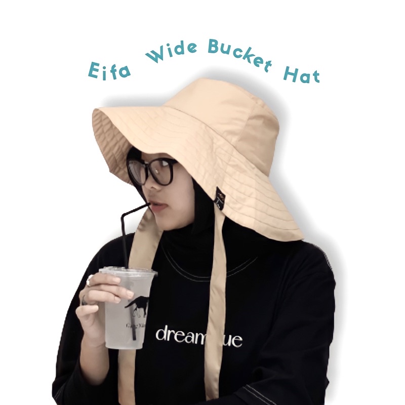 Eifa Wide Bucket Hat Tali | bucket hat lebar | bucket hat besar | topi wanita terlaris