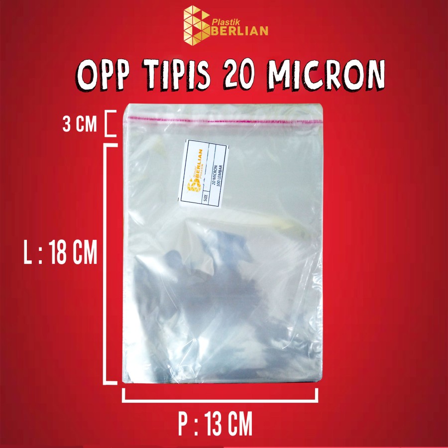 

13 x 18 cm Plastik OPP TIPIS (100 lbr) (lem/seal)