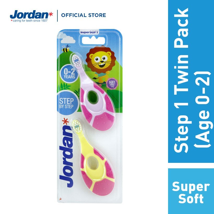 Jordan Oral Care Kids Step 1 Twin Super Soft - Sikat Gigi