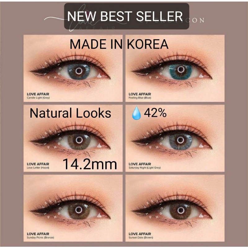 SOFTLENS LOVE AFFAIR. NORMAL/MINUS (s.d -6.00) MADE IN KOREA DIA.14.2mm