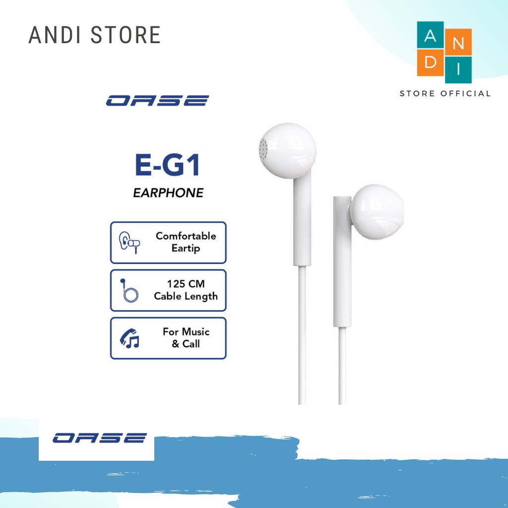 OASE EG1 Earphone Headset Handsfree Stereo untuk musik dan telefon EG-1