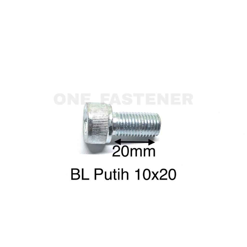 Baut L M10x20 Putih 10mm 2cm L8 10x20 hex socket Heads cap screw 14