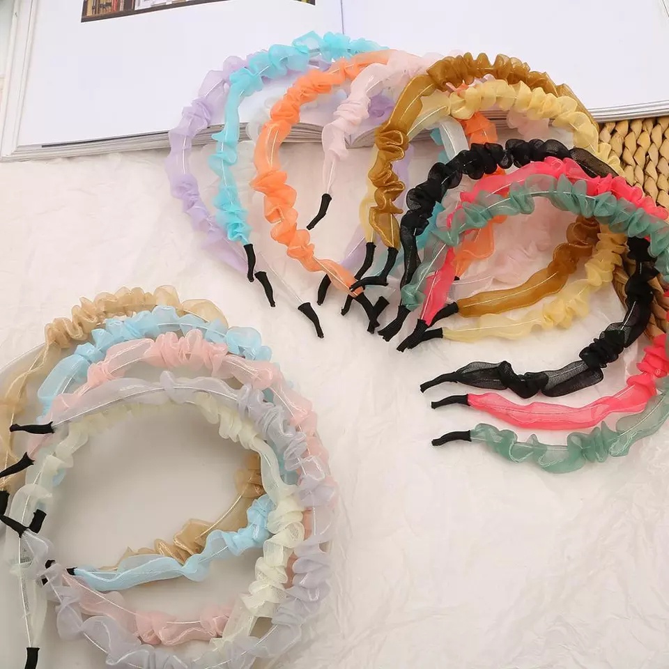 Bando Scrunchie Transparant H302 Headband Bandana Serut Polos Wanita Bando Kain Sifon Fashion Murah ACCACC Import