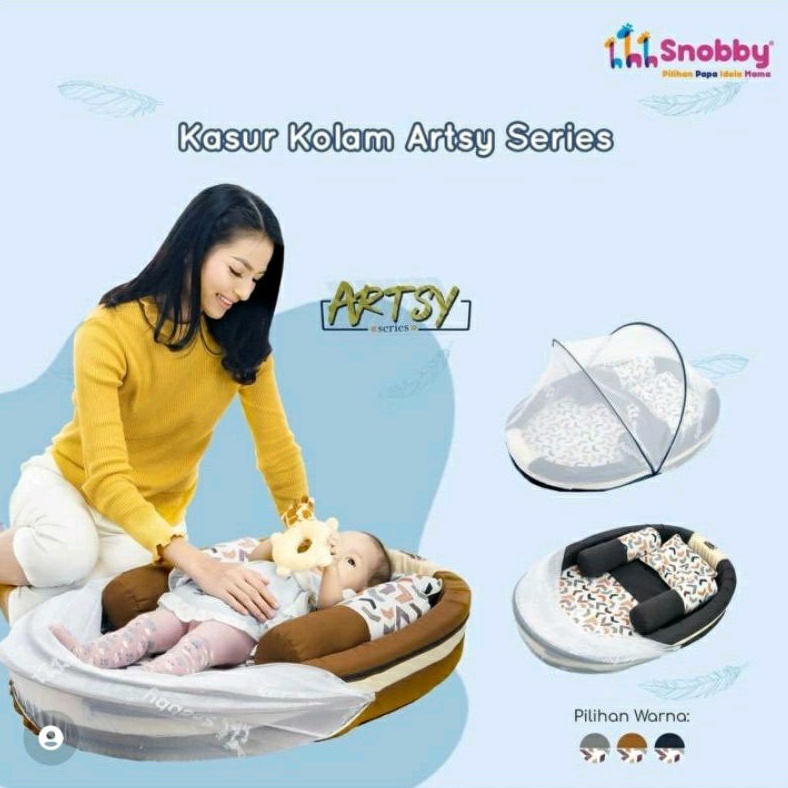 Snobby Set Kasur Kolam Jumbo + Kelambu + 2 Guling + 1 Bantal | Kasur Kolam Artsy Twiza Bayi Baby Newborn