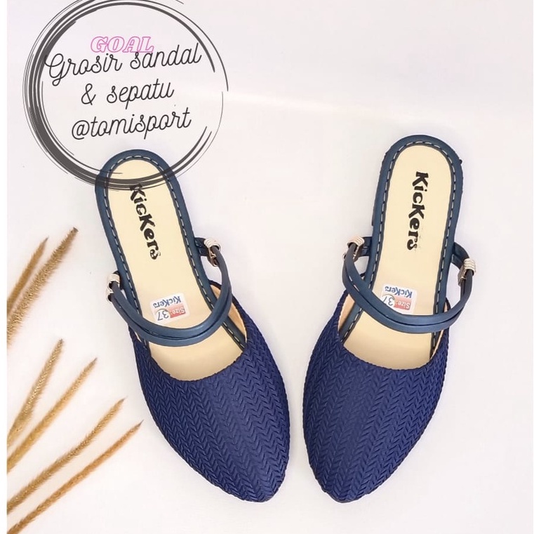 Sepatu Flatshoes Kickres Slop Bustong Tali Wanita  Rajut Dixie kode sr 01