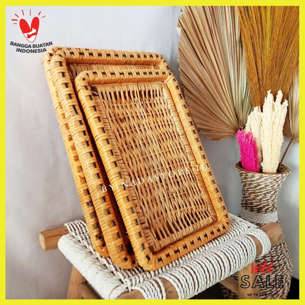 Nampan / Baki / Tray Anyaman Rotan , Food Storage Platters rattan Handmade Korean style