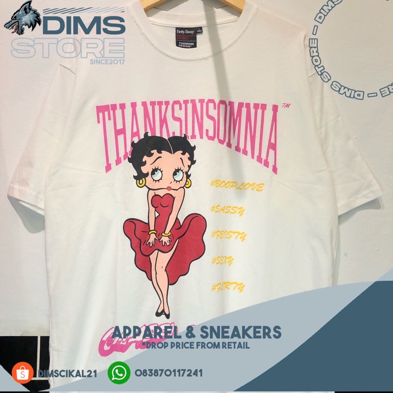 T-Shirt THANKSINSOMNIA X BETTY BOOP™️ Betty Faline Dress White UNISEX