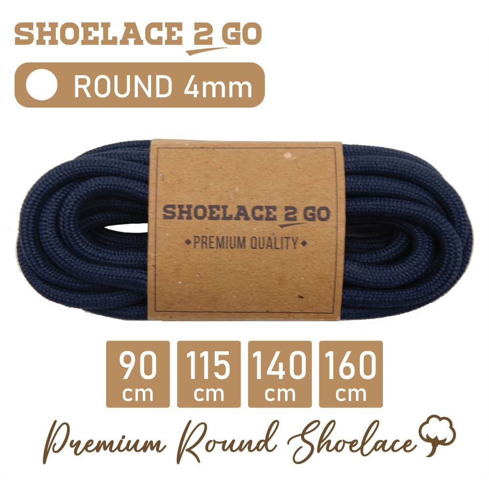 SHOELACE 2 GO PREMIUM TALI SEPATU BULAT ROUND - SR4 - J2 - NAVY - 4MM