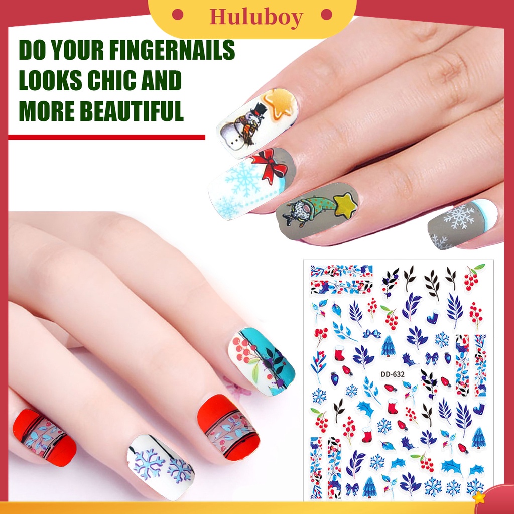 Huluboy Huluboy♡ Stiker Kuku Motif Natal / Tahun Baru Untuk Nail Art