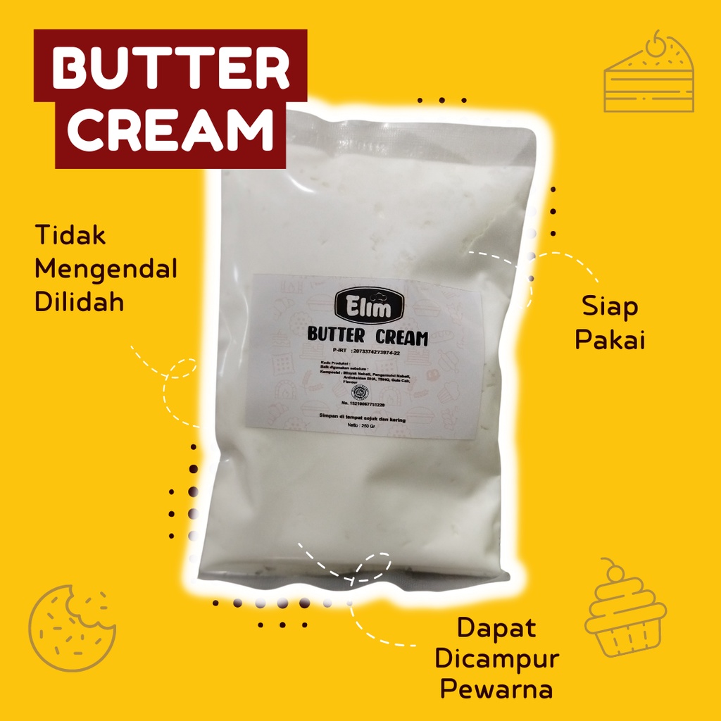 Elimas Butter Cream 250 Gram / Krim Dekorasi Kue / Krim Kue Siap Pakai