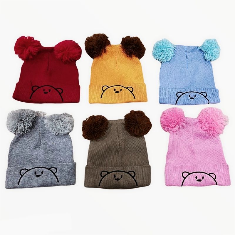 Topi Bordir Bear Pom2 Rajut