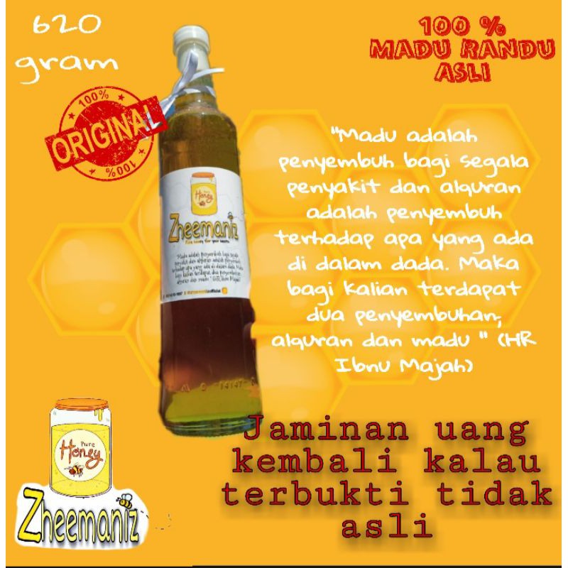 

Madu Murni Asli randu 620 gram (Nektar bunga Randu)