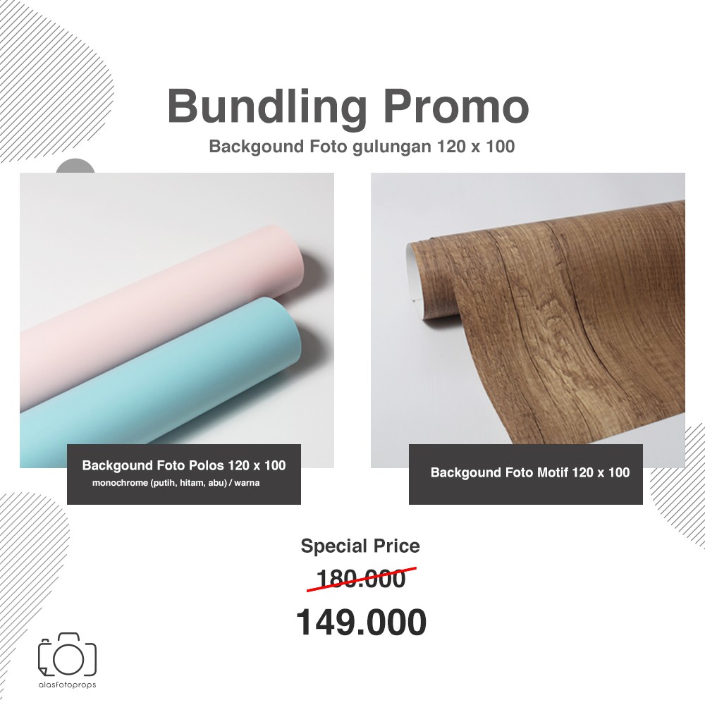 [PROMO BUNDLE] Alas Foto Gulungan Polos + Alas Foto Motif BESAR 120x100