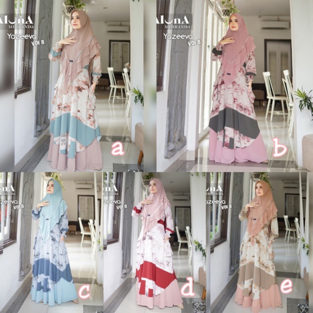 Gamis Yazeeva Vol.8 Syari Set Ori By Aluna Mirranda