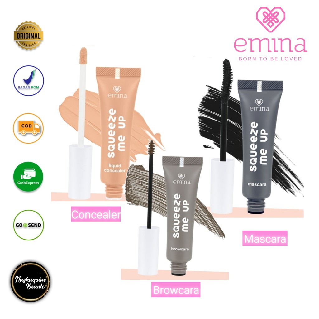 Emina Squeeze Me Up Mascara Liquid Concealer Brow Cara