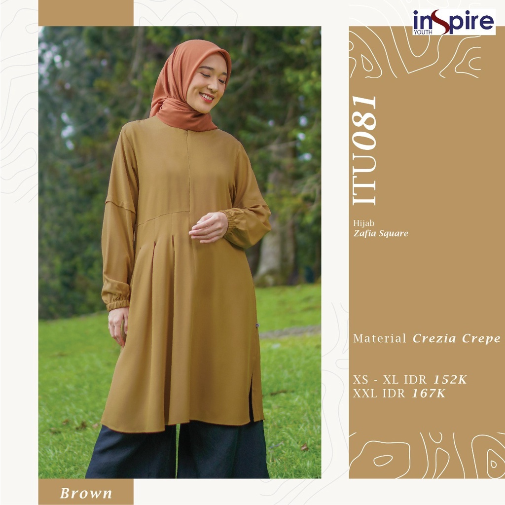 Inspire Tunik ITU 081 Atasan Wanita Bahan Crezia Crepe Model Simple Kekinian by Youth Inspire