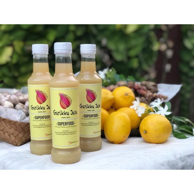 

JUS BAWANG PUTIH TUNGGAL, Jahe Merah, Cuka Apel, Madu, Lemon, GarikkuJusu 350ml